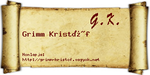 Grimm Kristóf névjegykártya